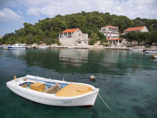 A boat moored in Pomena