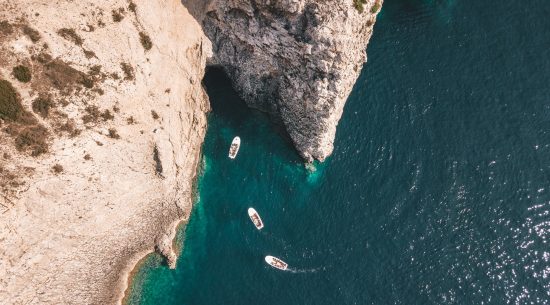 Blue Caves Aerial Shot