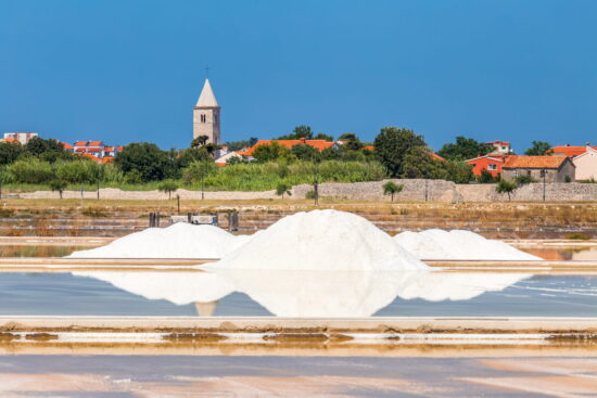 Manually harvested salt stacks in Nin