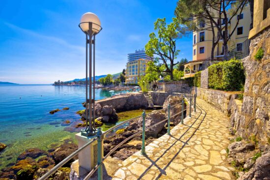 The famous Lungomare coastal walkway in Opatija on Kvarner bay.