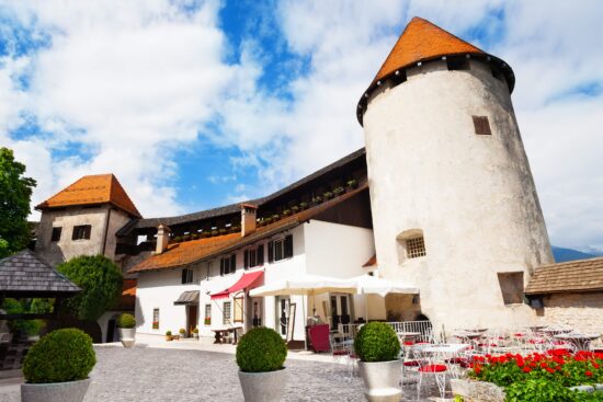 The inner yard of Bled Castle.